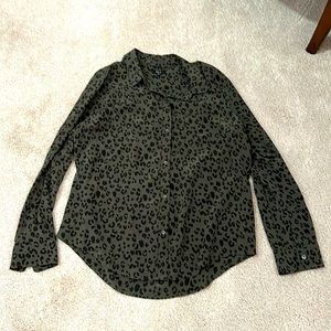 green cheetah button down shirt